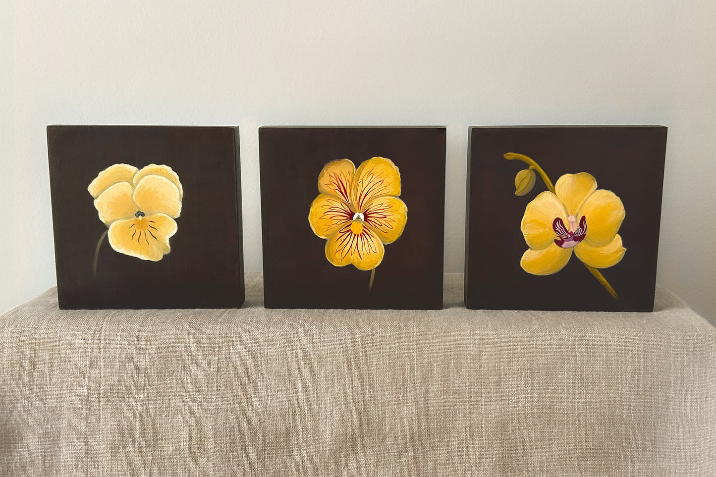 Pale Pansy Study — Original Painting on Cradled Wood