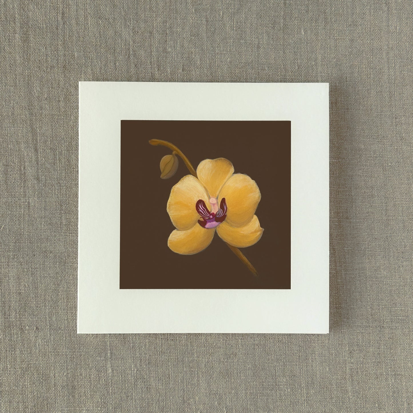 Yellow Orchid Correspondence Card | Blank Botanical Note Card