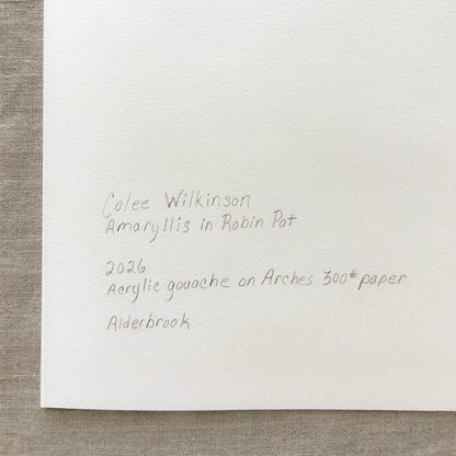 Amaryllis in Robin Pot — Original Painting on Paper