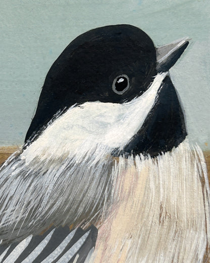 Amaryllis with Chickadee — Original Painting on Paper