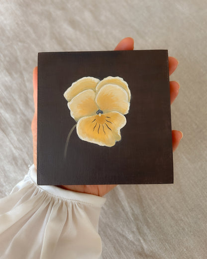 Pale Pansy Study — Original Painting on Cradled Wood