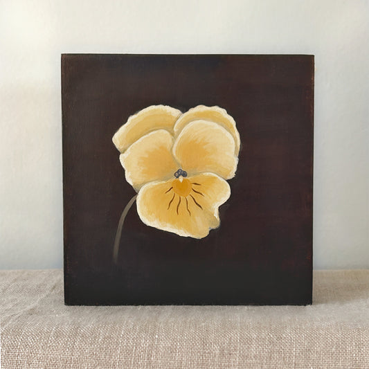 Pale Pansy Study — Original Painting on Cradled Wood