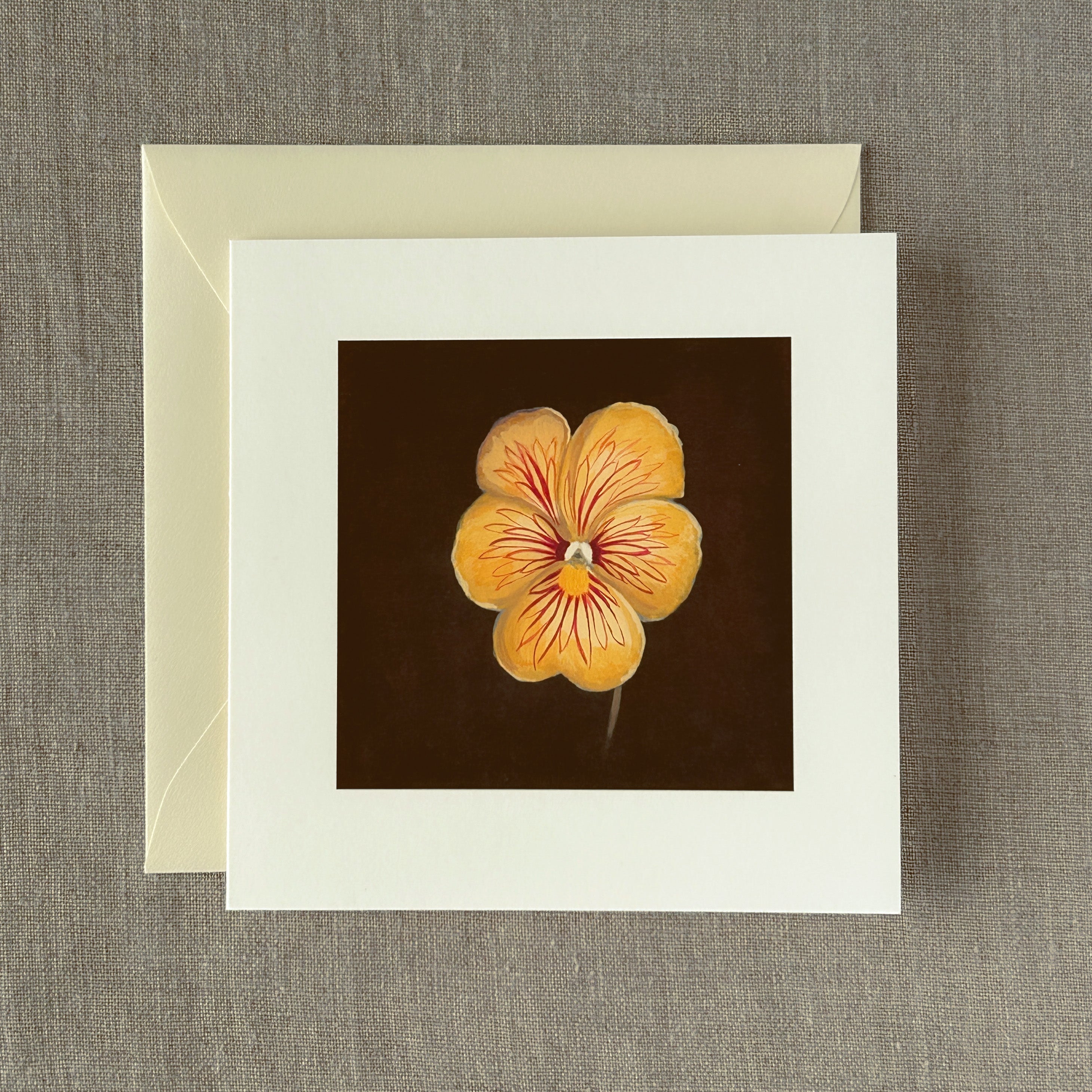 Tiger-Eye Pansy Correspondence Card | Blank Botanical Note Card