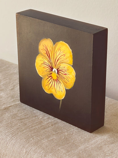 Tiger-Eye Pansy Study — Original Painting on Cradled Wood
