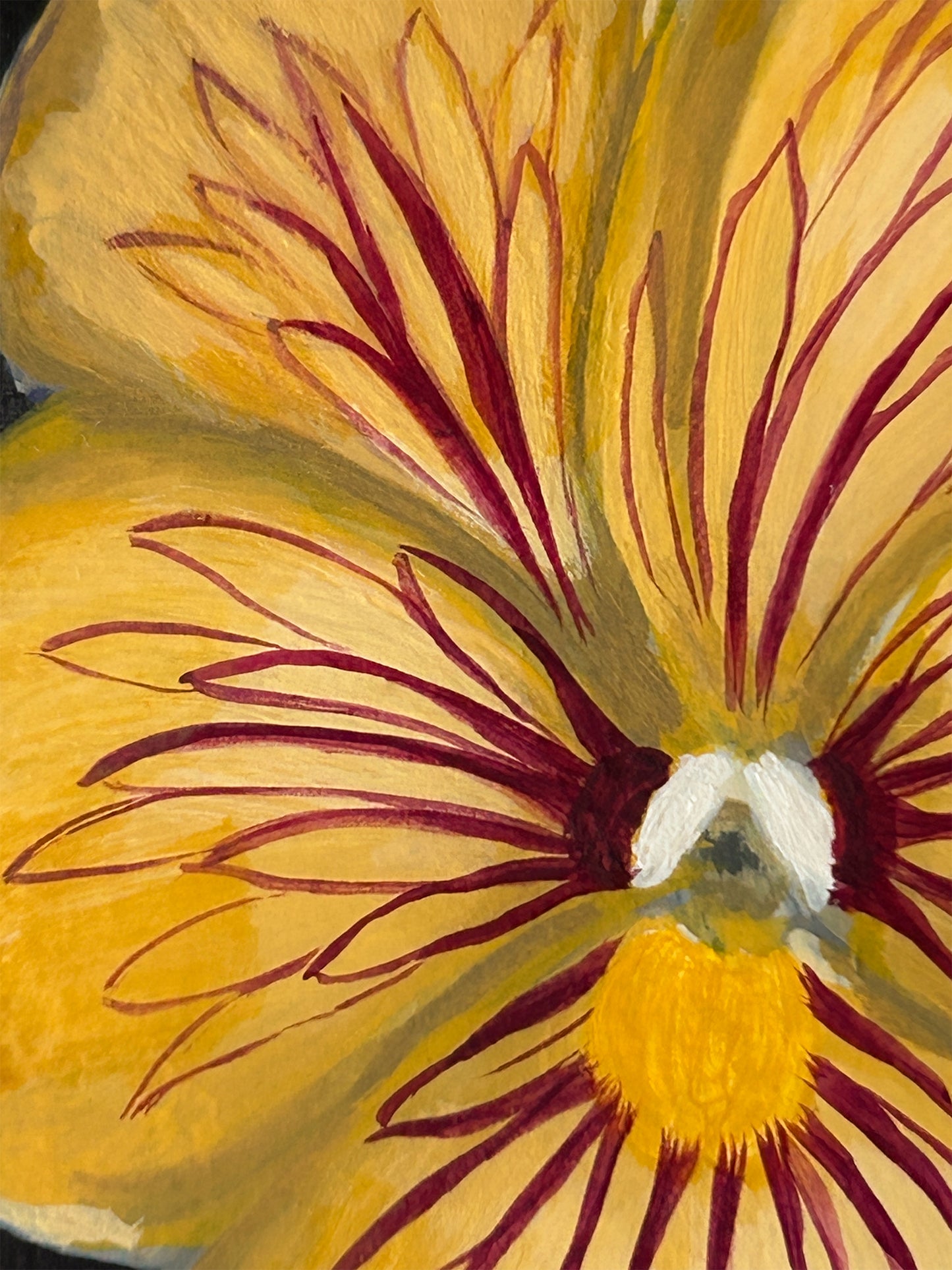 Tiger-Eye Pansy Study — Original Painting on Cradled Wood