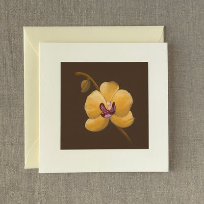 Yellow Orchid Correspondence Card | Blank Botanical Note Card