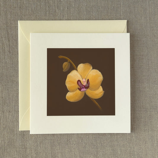Yellow Orchid Correspondence Card | Blank Botanical Note Card