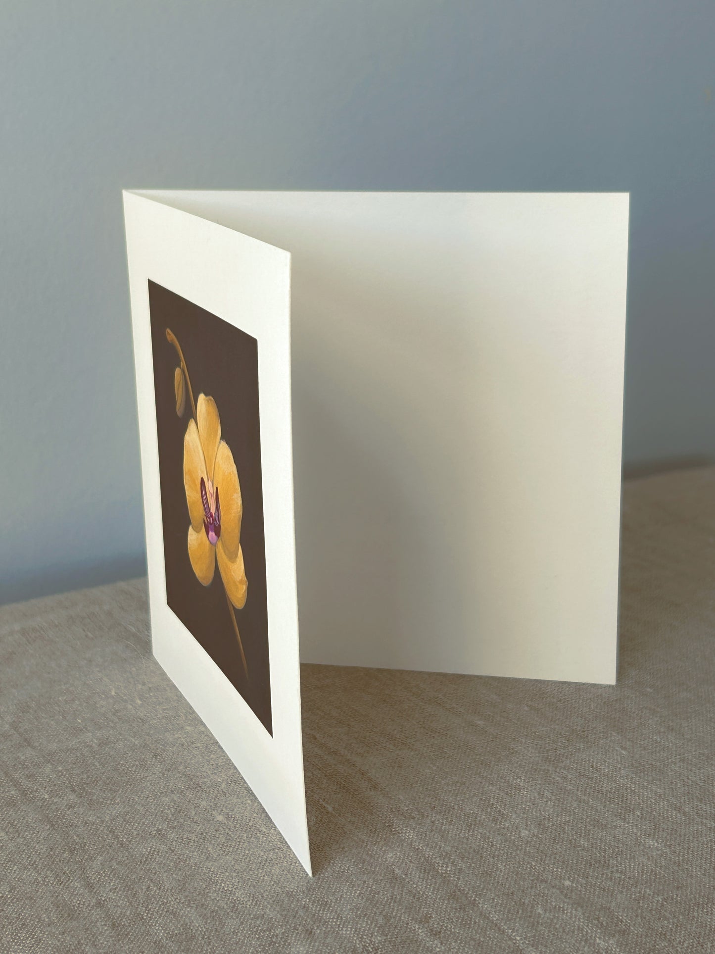 Yellow Orchid Correspondence Card | Blank Botanical Note Card